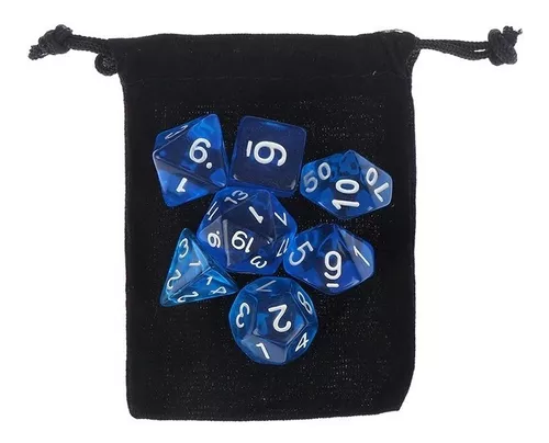 Kit de Dados de Tabuleiro RPG 7 unidades Set Jogos D&d D4 D6 D8 D10 D12 D20