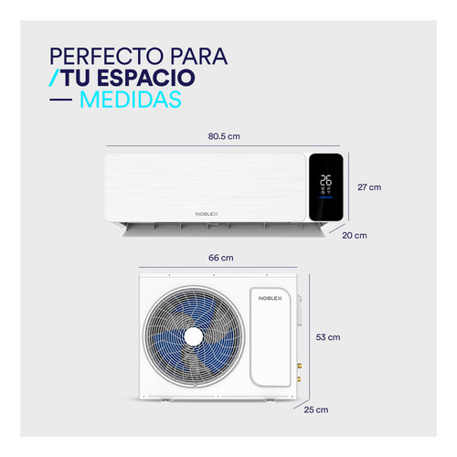 Minisplit 1 tonelada Aire Acondicionado On/Off Noblex Nsc12dcw-21amx Frío 12000 Btu 230v