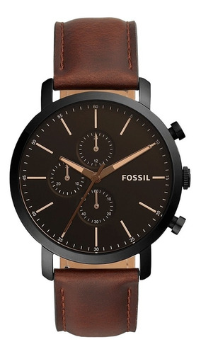 Reloj Fossil Luther Bq2461 Hombre Clásico Formal Cuero Café