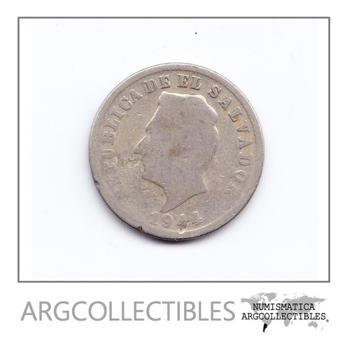 El Salvador Moneda 5 Centavos Niquel Año 1944 Km-134a F-