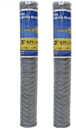 Tela Galvanizada Galinheiro 1,8m X 50m Kit 2 Telas