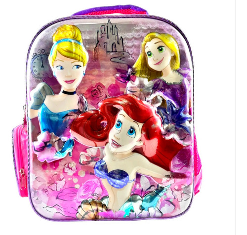 Mochila Sirenita Niña Kinder Ruz Original Princesas 3d Oferta Cenicienta Preescolar Rapunzel Escolar 