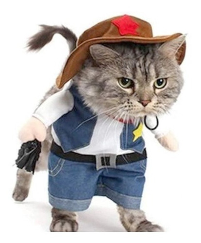 Disfraz Halloween Vaquero Sheriff Perro Gato Mascota Talla L