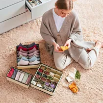 Comprar Set De 4 Organizadores Plegables Slim Company Cajones Para Ropa Interior Calcetines Cajas De Almacenamiento Prendas Color Beige 16649
