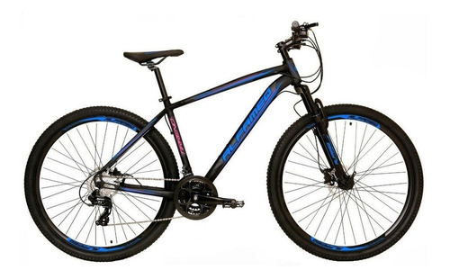 Mountain bike Alfameq Nacional Tirreno aro 29 21" 24v freios de disco hidráulico cor preto/azul/rosa