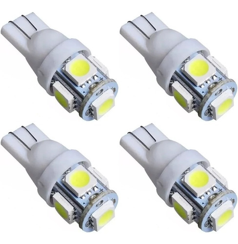 Bombillos Muelita Led T10 5 Led 12v Luz Blanca 6500k 2 Pares