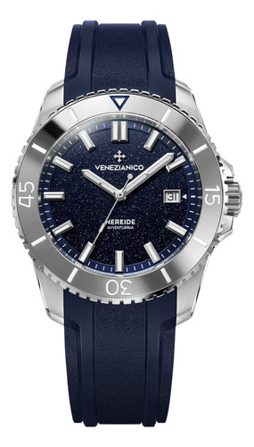 Relógio Venezianico Nereide Avventurina 42 - 4521550 Correia Violeta-escuro Bisel Prateado Fundo Violeta-escuro