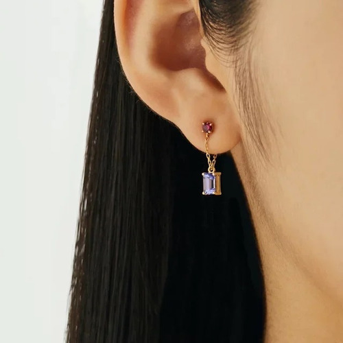 Aretes De Plata 925 Oro 18k Verde Zirconias Colgantes