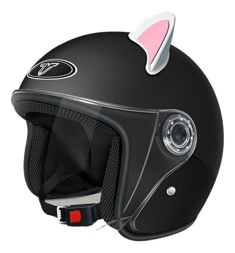 Casco De Motocicleta Con Orejas Gato Para Hombres Y Mujeres