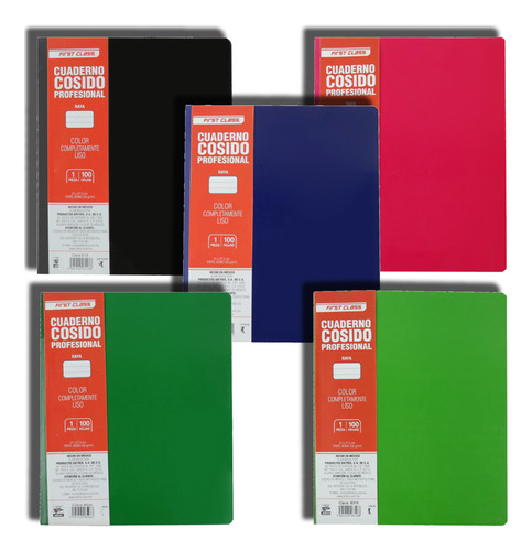 Paq 5 Pz Cuaderno First Class Profesional 150h Raya