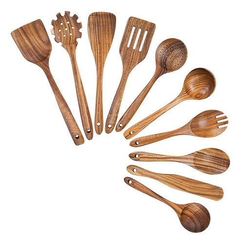 Mz Utensilios De Cocina De Madera, Juego De Utensilios De