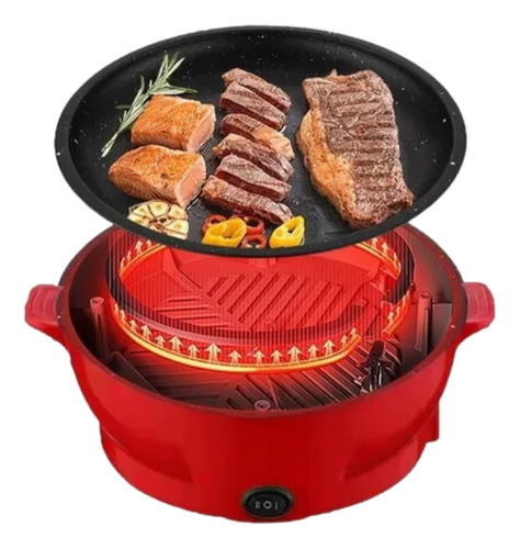 Frigideira Elétrica Antiaderente Cozimento Portátil 600w Cor Vermelho