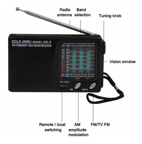Radio portátil digital KK-9 MIni Radio de 9 bandas con altavoz recepto 