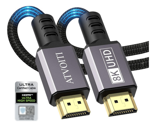 Cable Hdmi 2.1 8k Ultra Alta Velocidad 120hz 2 Mts Trenzado