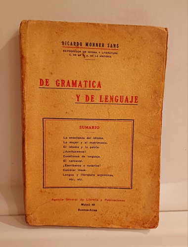 De Gramatica Y De Lenguaje Ricardo Monner Sans