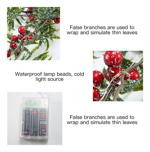 Cadena De Luces De Alambre De Cobre Red Berry De 2 M Y 20 Lu