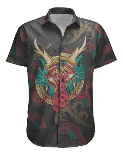 Camisa Botão Floral Oriental Cult Hype Yakuza Summer Color