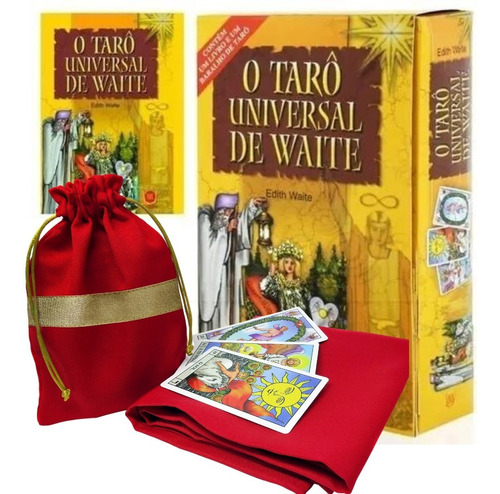 Tarô De Waite 78 Cartas + Livro + Toalha Vermelha + Saquinho