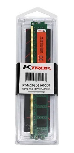 Memória Ram Para Desktop Pc Ktrok 4g Ddr3 1600mhz Udimm