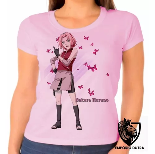 Camisa Baby Look Feminino Anime Naruto Olhos Personagens Desenho