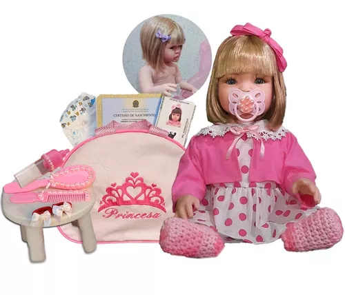 Bebê reborn boneca princesa corpo silicone pode banhar