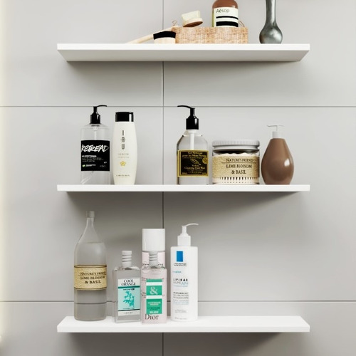 Imagem 1 de 7 de 3 Prateleiras Mdf Branca Nicho Organizador 60 Cm Sala