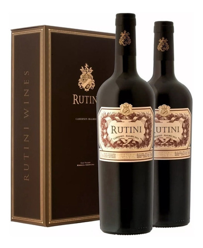 Estuche Vino Rutini Cabernet Malbec X2 Unidades X750cc