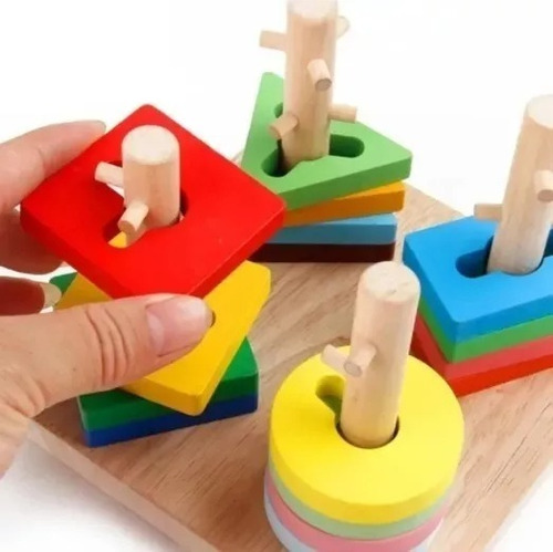 Juego De Madera Encaje Y Motricidad Fina Montessori