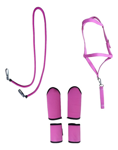 Kit De 1cabresto+caneliras+rédea (cores Variadas) Cor Rosa