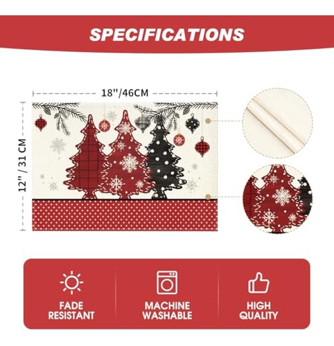 Manteles Individuales De Navidad, Árboles De Pino, Copo De N