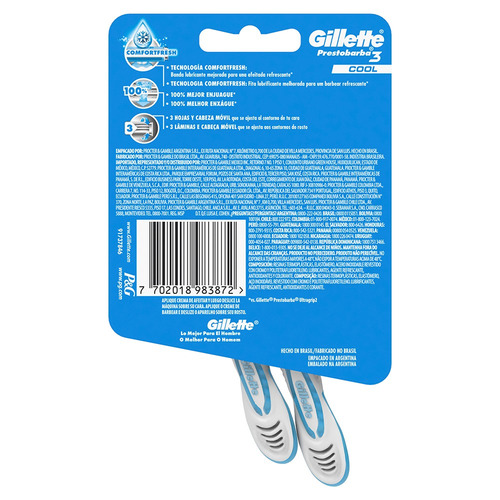 Imagen 4 de 4 de Máquina para afeitar Gillette Prestobarba3 Cool 2 u