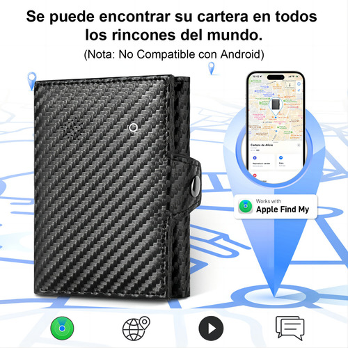 Auskang Carteras para Caballero con Localización - Smart Wallet con Find My para iPhone, Cartera para Hombre como Apple Airtag , Tarjetero Hombre Inteligente con RFID, Regalo para Familia
