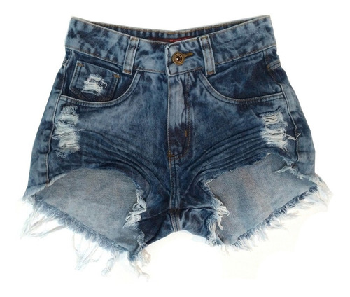 Imagem 1 de 3 de Kit 2 Shorts Jeans Feminino Destroyed Hot Pant Rasgado