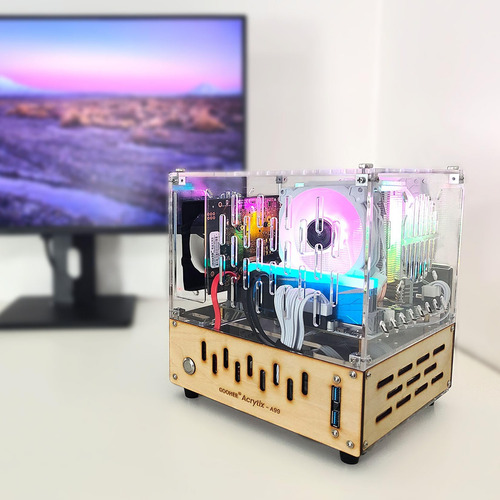 Gran Mini Itx Pc Case - Case Premium De Arcylic Y Wood Pc -