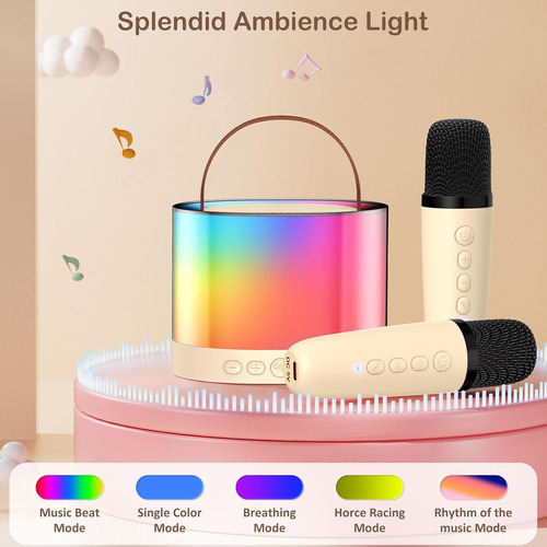 Mini Máquina Karaoke Portable Con 2 Micrófonos
