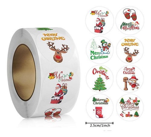 Rollo De 500 Pegatinas Navideñas Para Sobres, Estilo G