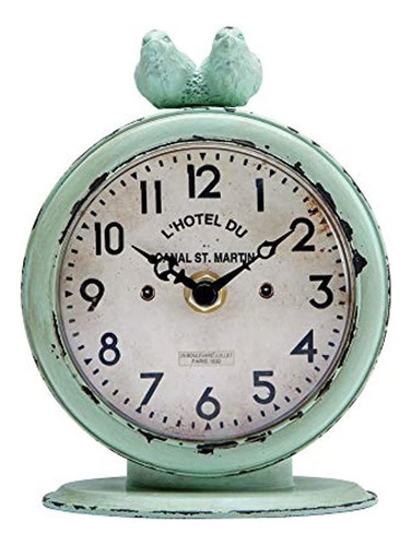 Casa Nikky Shabby Chic Peltre Ronda Cuarzo Reloj De Mesa Con