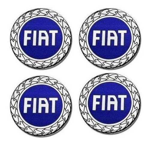 4 Emblema Adesivo Calota Fiat Palio Resinado Azul 48mm Cor Fiat Azul