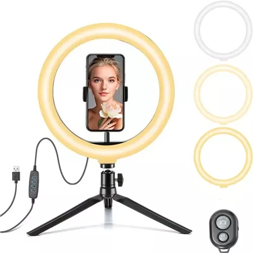 Mengmiao Aro Luz Led para Selfie Fotográfica Giratoria de 360​​° Desktop  Anillo de Luz Soporte para Teléfono Flexible Clip de Celular (Negro) :  : Electrónica