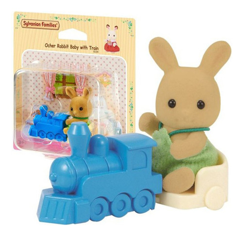 Sylvanian Families Bebe Conejo Con Tren Juego Accesorios Ax® Color Celeste