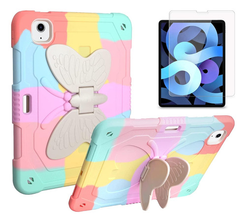 Mica +funda Para iPad Air 4 Y Air 5 Uso Rudo Correa Mariposa