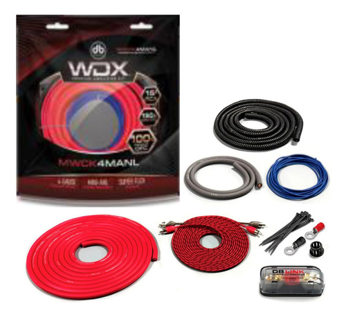 Kit De Instalación Db Drive Db Link Mwck4manl 100% Cobre 4.57 Metros Calibre 4 Awg Cableado Super Flexible Calibre Libre De Oxigeno Mini-anl De 150a Wdx Premium