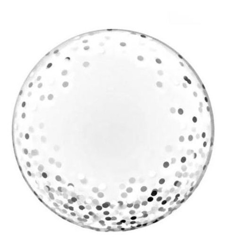 Balão Bubble 45cm Transparente Confete Prata - 01 Unid Liso