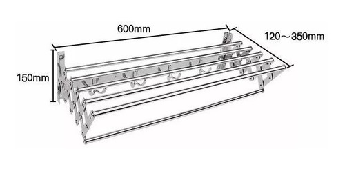 Imagen 1 de 6 de Tender 100% Acero Inoxidable De Pared 60cm Ancho Con Ganchos