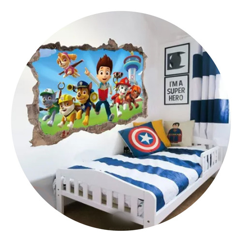 Vinilos Pared Rota 3d Mural Paw Patrol Chase