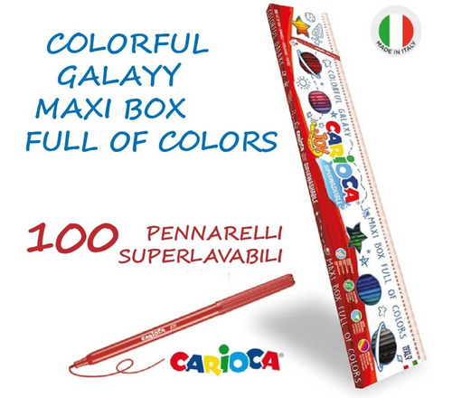 Imagen 4 de 9 de Caja 100 Marcadores Colores Carioca Italianos 1 Metro Cuotas