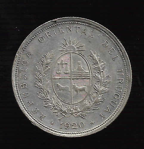 Uruguay 20 Centesimos 1920 Km# 24 Plata Exc+