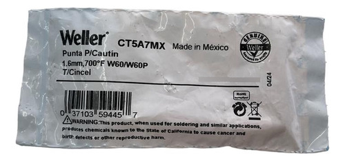 Punta Para Cautin W60p 1.6mm 700ºf Weller