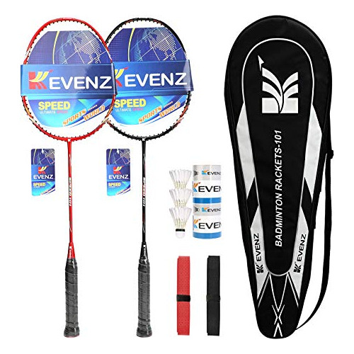 Kevenz Badminton Racket Set, 2 Carbon Fiber Badminton Racque