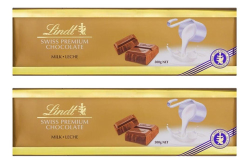 Chocolate Ao Leite, Lindt Premium, 2 Barras De 300g